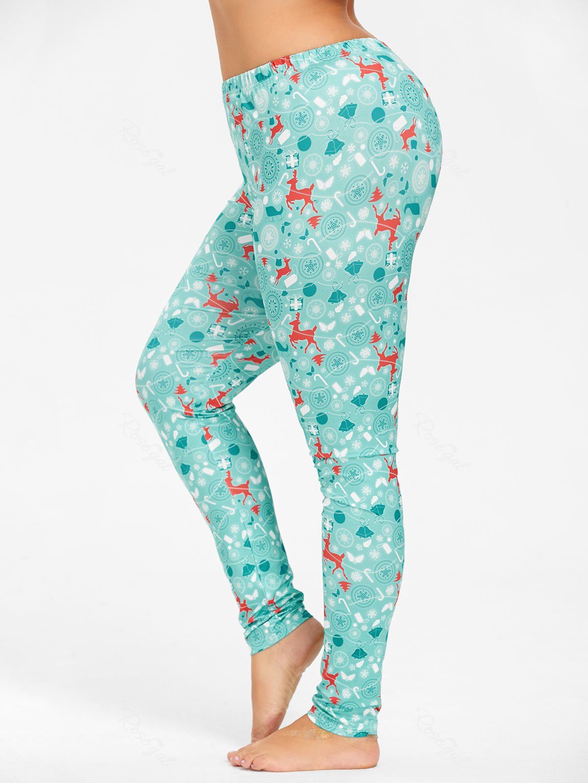 

Plus Size Deer Pattern Christmas Pants, Cloudy