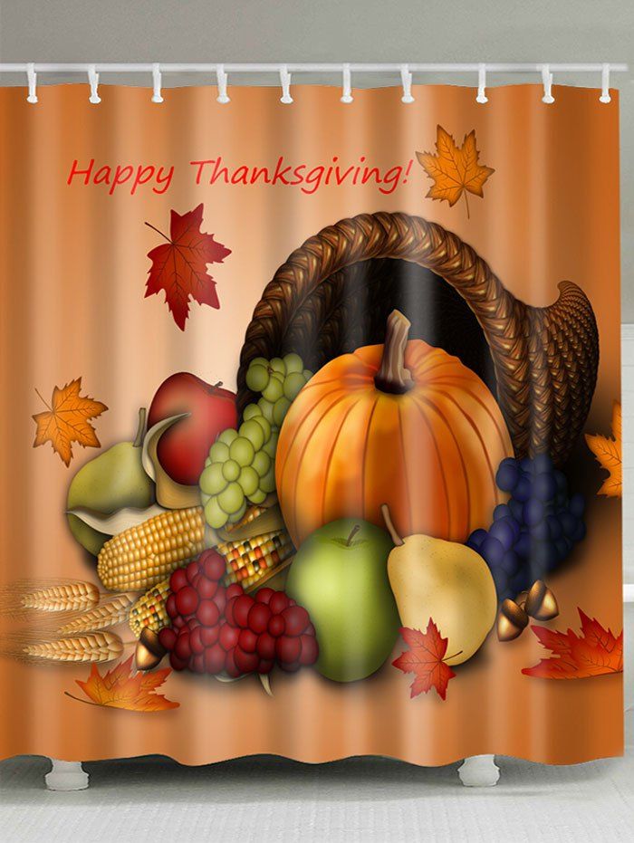 43% OFF Thanksgiving Rich Food Printed Waterproof Bath ...