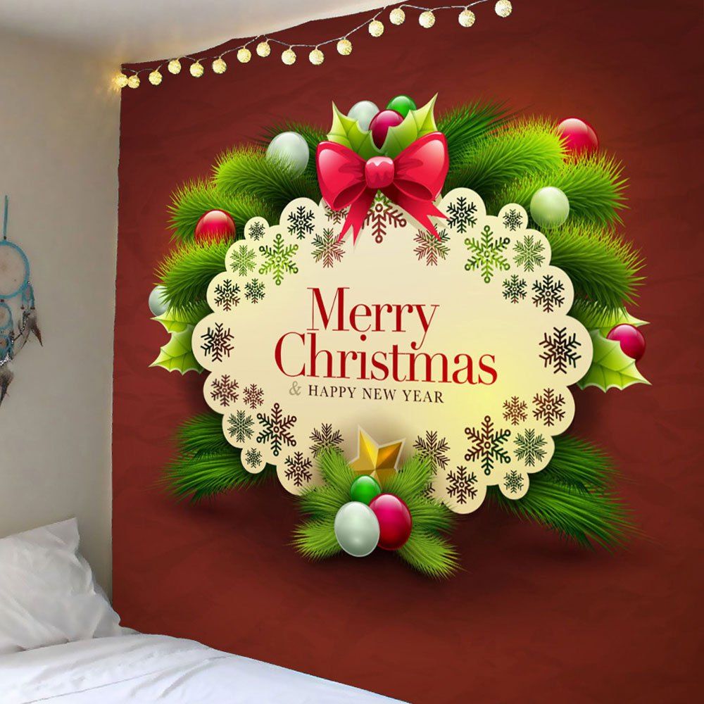 

Merry Christmas and Snows Pattern Waterproof Wall Tapestry, Colorful