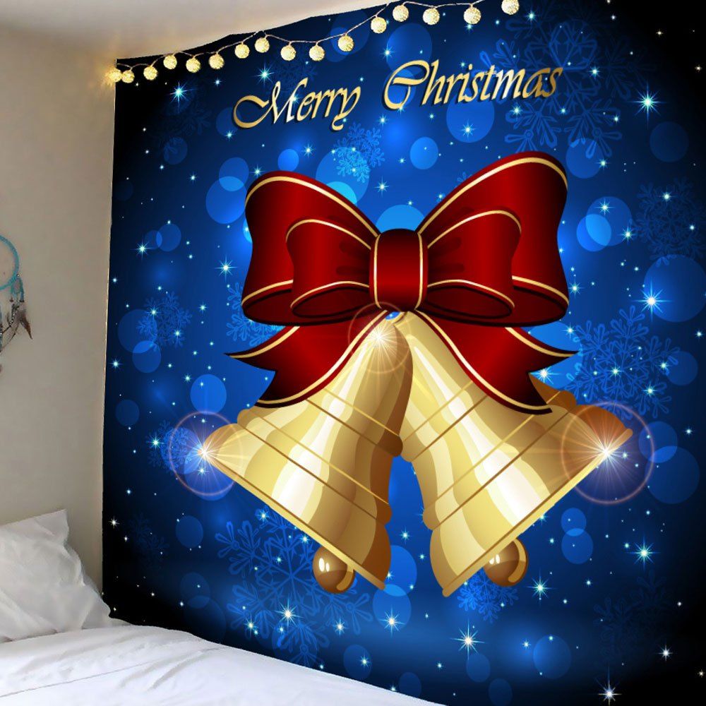 

Wall Hanging Christmas Bell Bowknot Pattern Waterproof Tapestry, Colorful