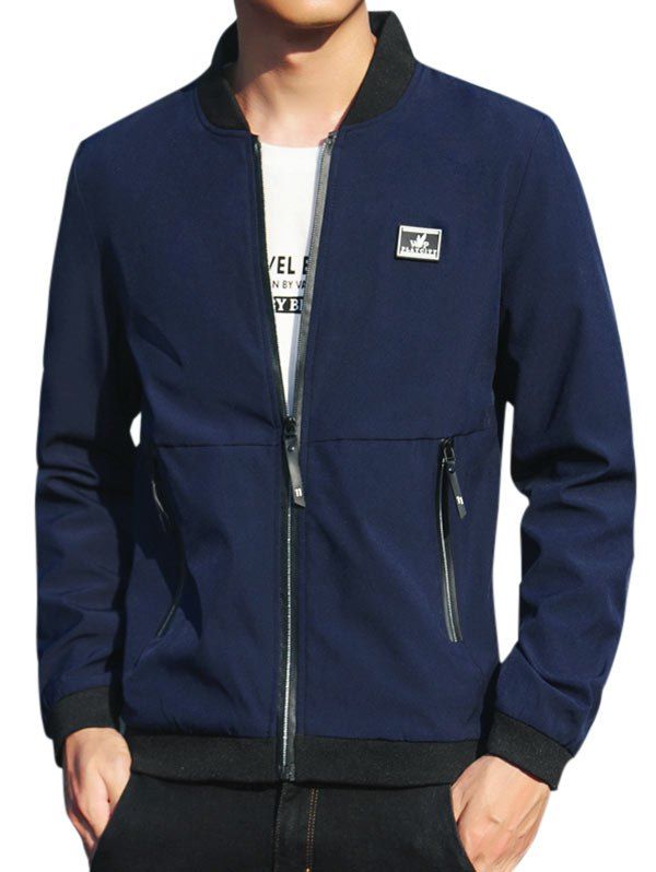 

Zip Up Rabbit Pattern Casual Jacket, Deep blue
