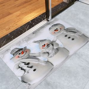 

Christmas Snowmen Family Pattern Anti-skid Water Absorption Area Rug, Grey white