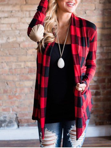 Checked Elbow Patch Cardigan