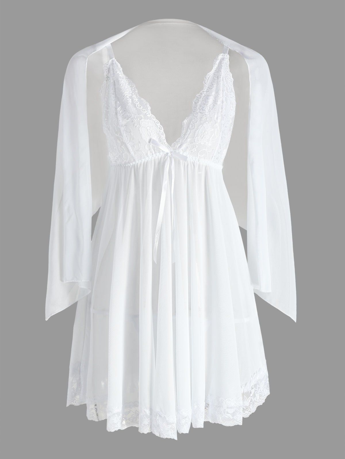 

Mesh Sheer Slip Babydoll, White
