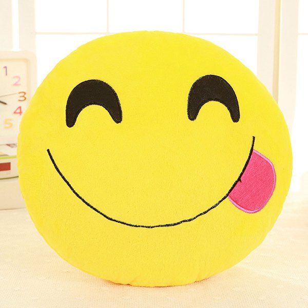 

Cartoon Smile Face Emoticon Pattern Pillow Case, Light rose