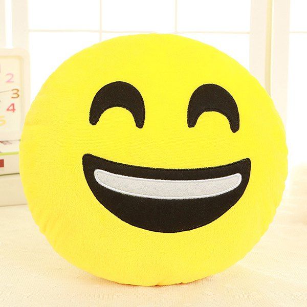 

Cartoon Smile Face Emoticon Pattern Pillow Case, White and black