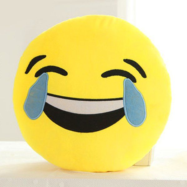 

Cartoon Smile Face Emoticon Pattern Pillow Case, Blue and yellow