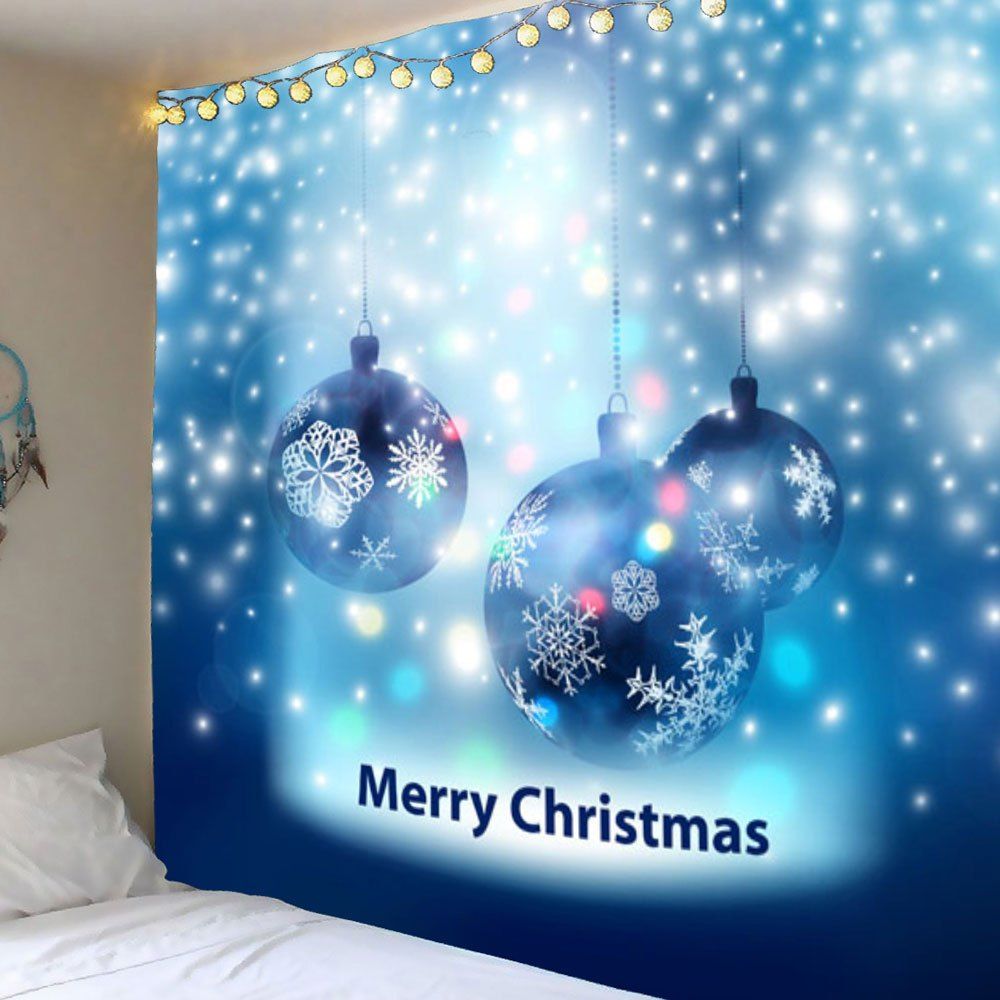 

Starlight Christmas Ball Pattern Waterproof Wall Art Tapestry, Blue