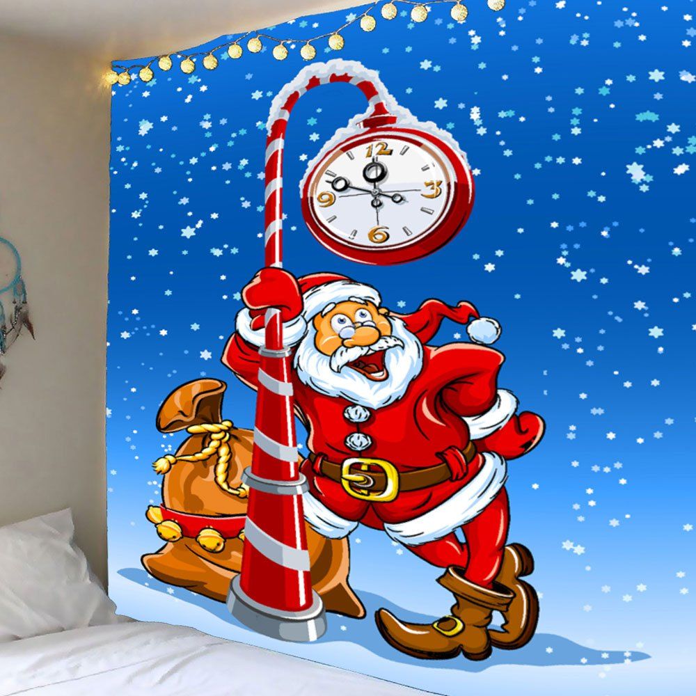 

Santa Claus Clock Pattern Waterproof Wall Art Tapestry, Colorful