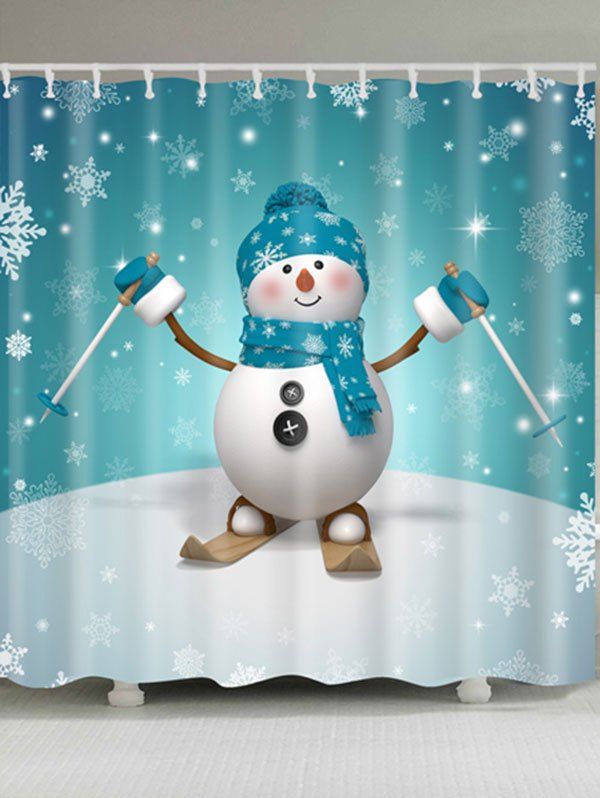 

Skiing Snowman Printed Waterproof Shower Curtain, Marine green