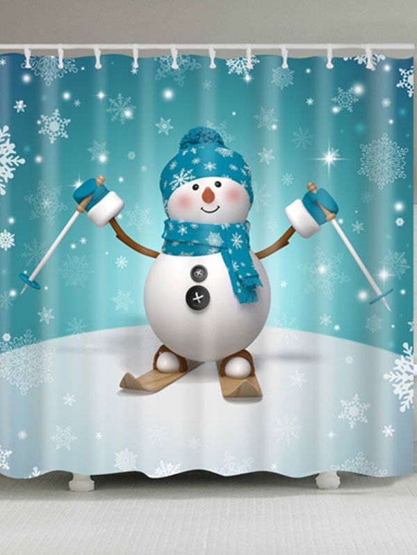 

Skiing Snowman Printed Waterproof Shower Curtain, Marine green