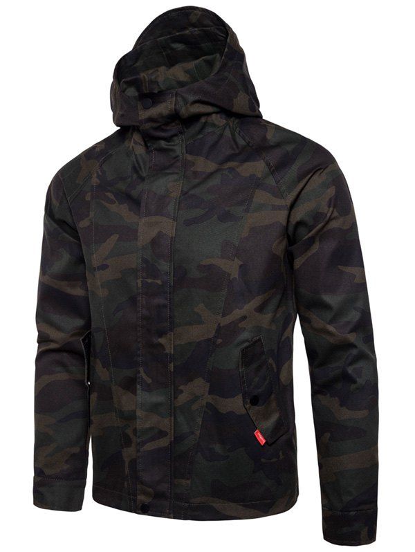 

Back Curve Bottom Camouflage Zip Up Jacket, Acu camouflage