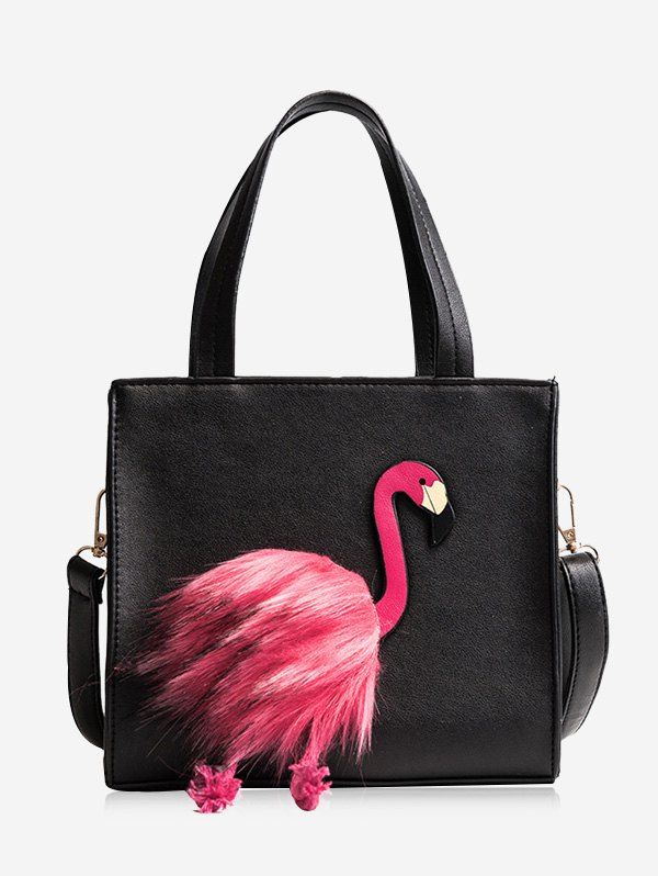 

Flamingo Faux Leather Handbag, Black
