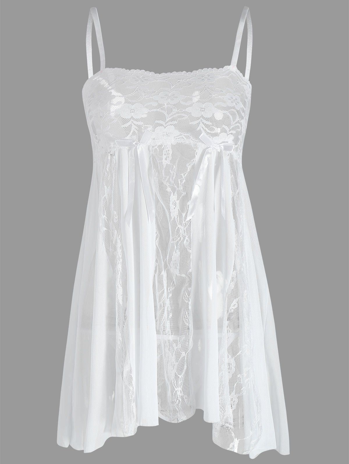 

Lace Slip See Thru Babydoll, White