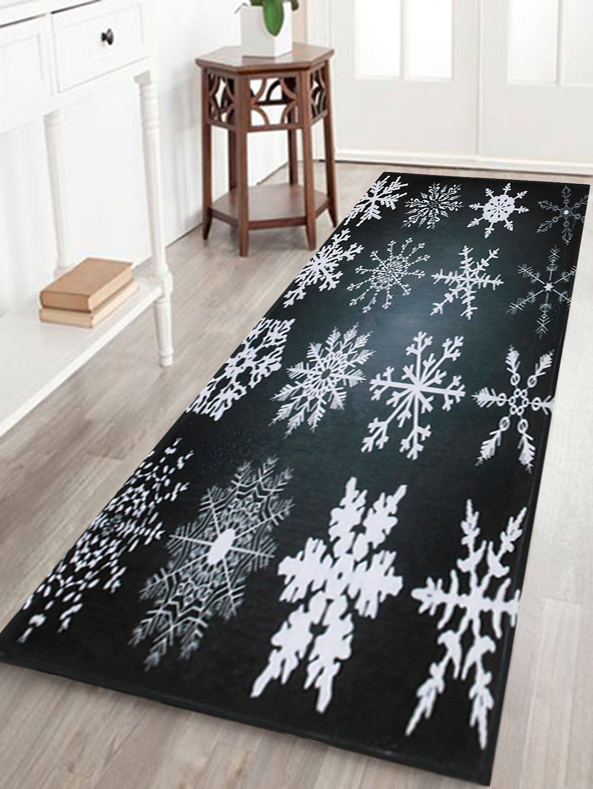 

Christmas Snowflake Nonslip Coral Fleece Area Rug, Black grey