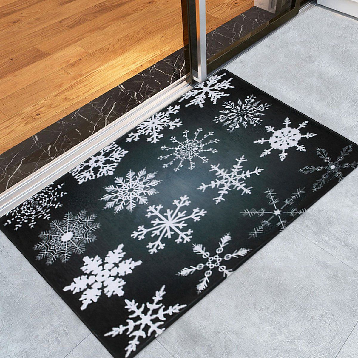 

Christmas Snowflake Nonslip Coral Fleece Area Rug, Black grey