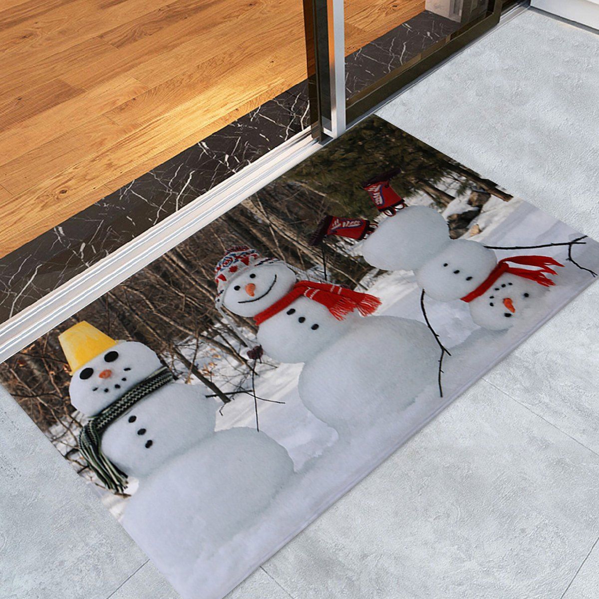 

Christmas Snowmen Pattern Anti-skid Water Absorption Area Rug, Colormix