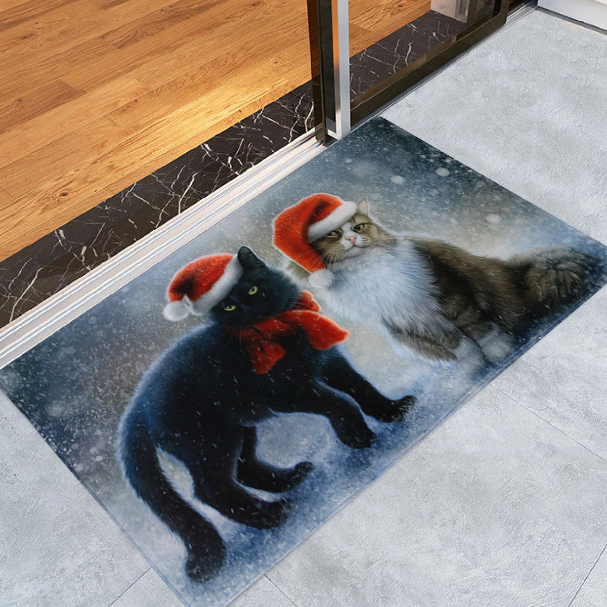 

Christmas Cats Pattern Anti-skid Water Absorption Area Rug, Colormix