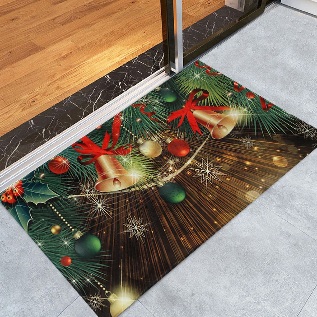 

Christmas Bells Baubles Pattern Anti-skid Water Absorption Area Rug, Colormix