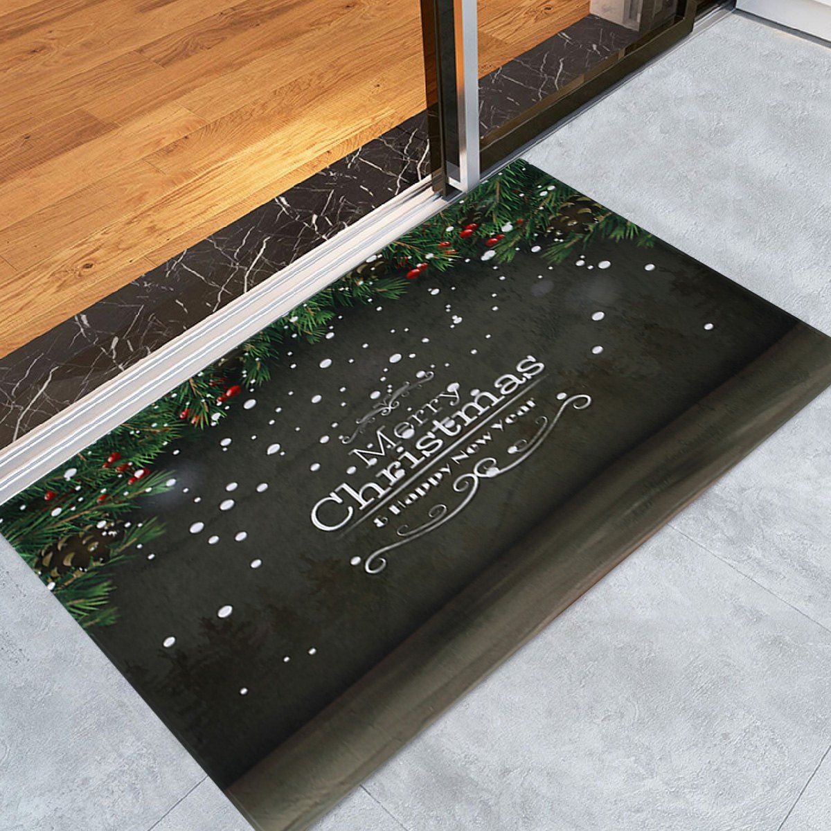 

Merry Christmas Printed Coral Fleece Nonslip Bath Mat, Dark grey