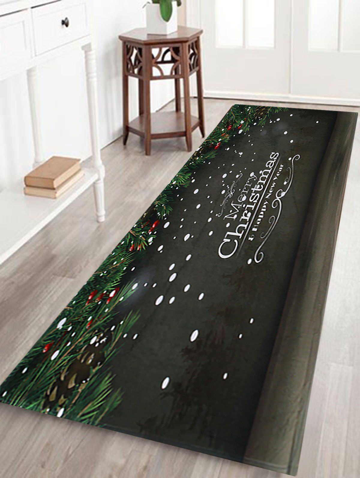 

Merry Christmas Printed Coral Fleece Nonslip Bath Mat, Dark grey