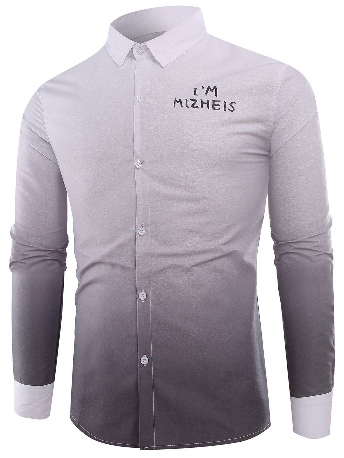 

Ombre Graphic Print Long Sleeve Shirt, Gray