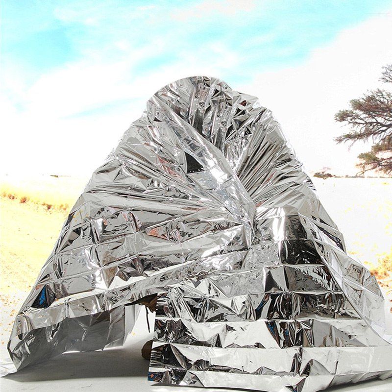 

Outdoor Emergency Survival Thermal Space Sunscreen Blanket, Silver