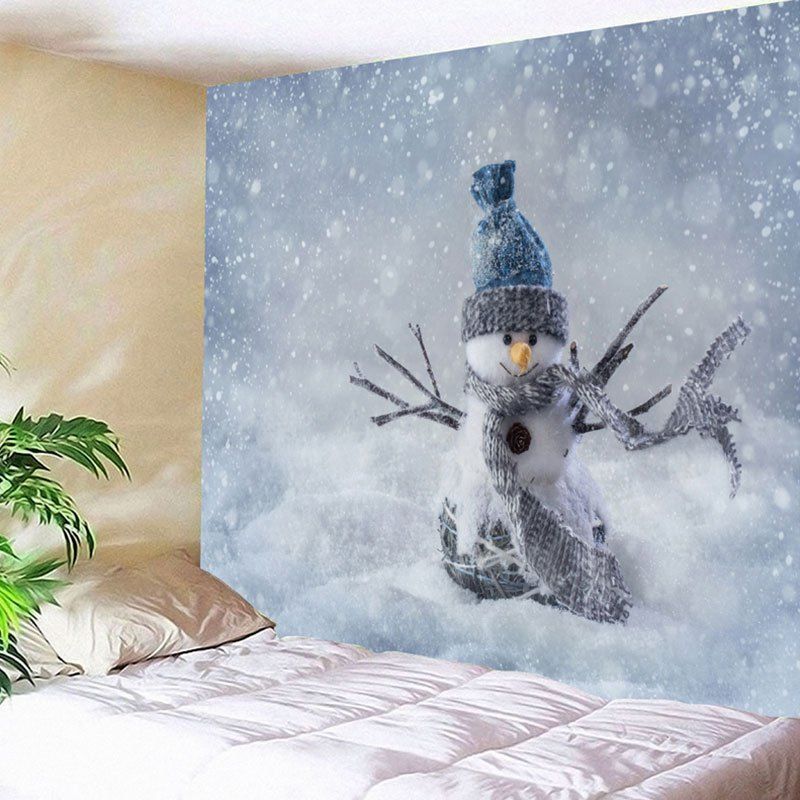 

Wall Art Christmas Snowman Print Tapestry, Gray