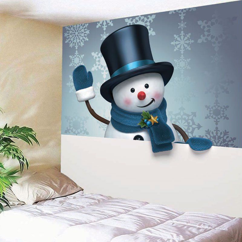 

Wall Art Christmas Snowman Snowflake Printed Tapestry, Colormix