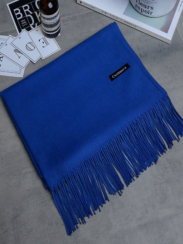 

Soft Artificial Cashmere Fringed Long Scarf, Royal