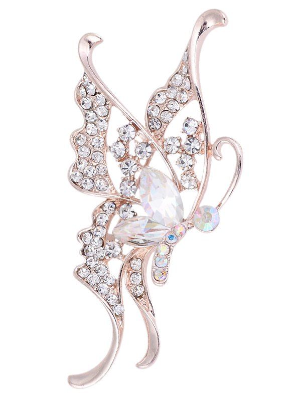 

Faux Crystal Rhinestoned Butterfly Brooch, White