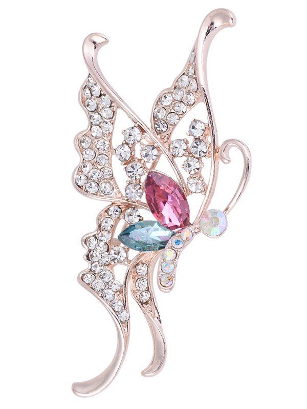 

Faux Crystal Rhinestoned Butterfly Brooch, Colorful
