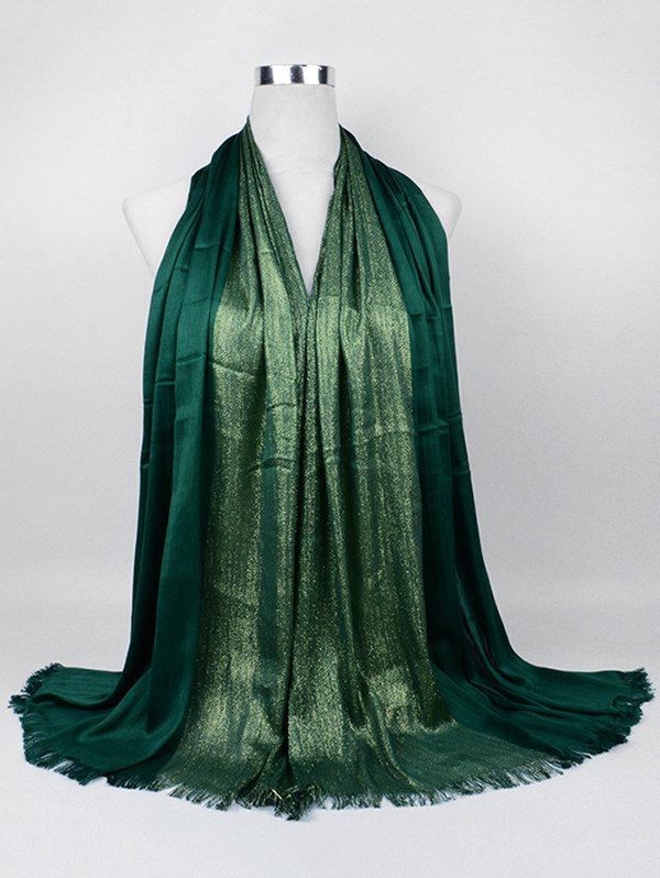 

Vintage Spun Gold Tone Long Scarf, Pea green