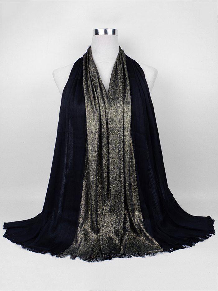 

Vintage Spun Gold Tone Long Scarf, Black