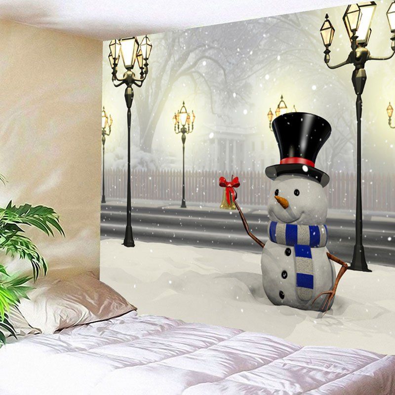 

Christmas Street Lamp Snowman Printed Wall Art Tapestry, Colormix