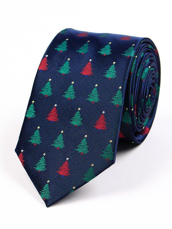 

Christmas Element Pattern 7.5CM Width Tie, Deep blue