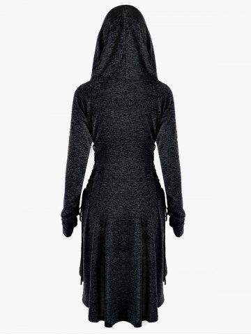 

Halloween Plus Size Lace Up Marled Dip Hem Hoodie, Black