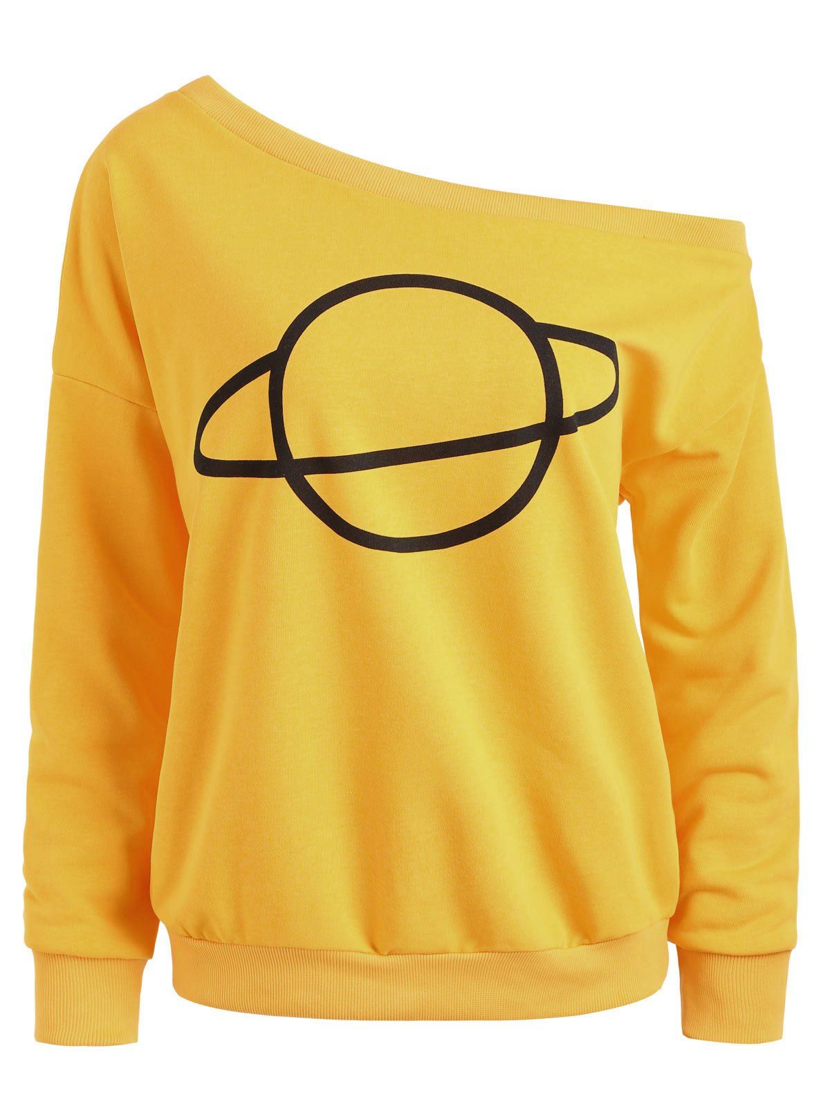 Fashion One Shoulder Planet Sweatshirt  