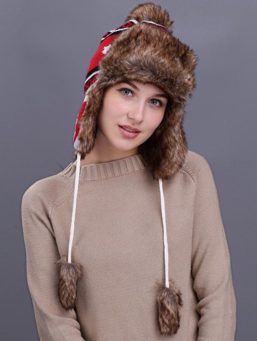 

Outdoor Maple leaves Pattern Earmuff Trapper Hat, White