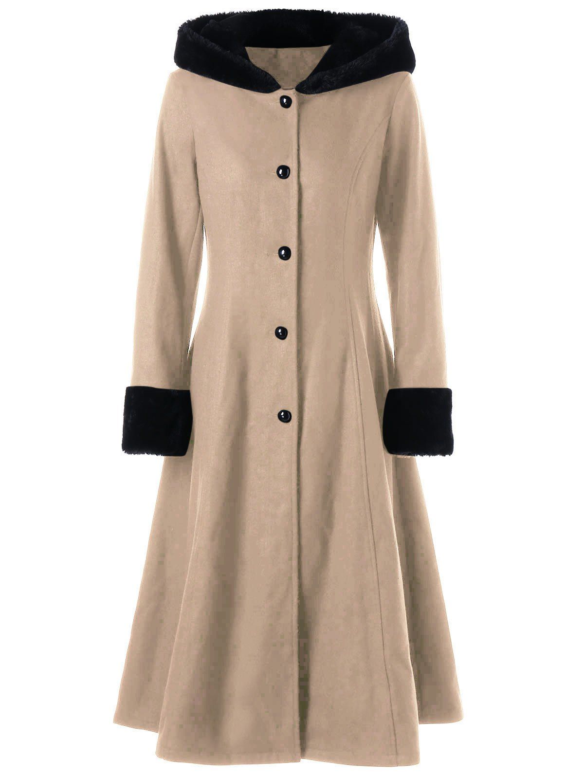 

Hooded Longline Lace Up Coat, Light khaki