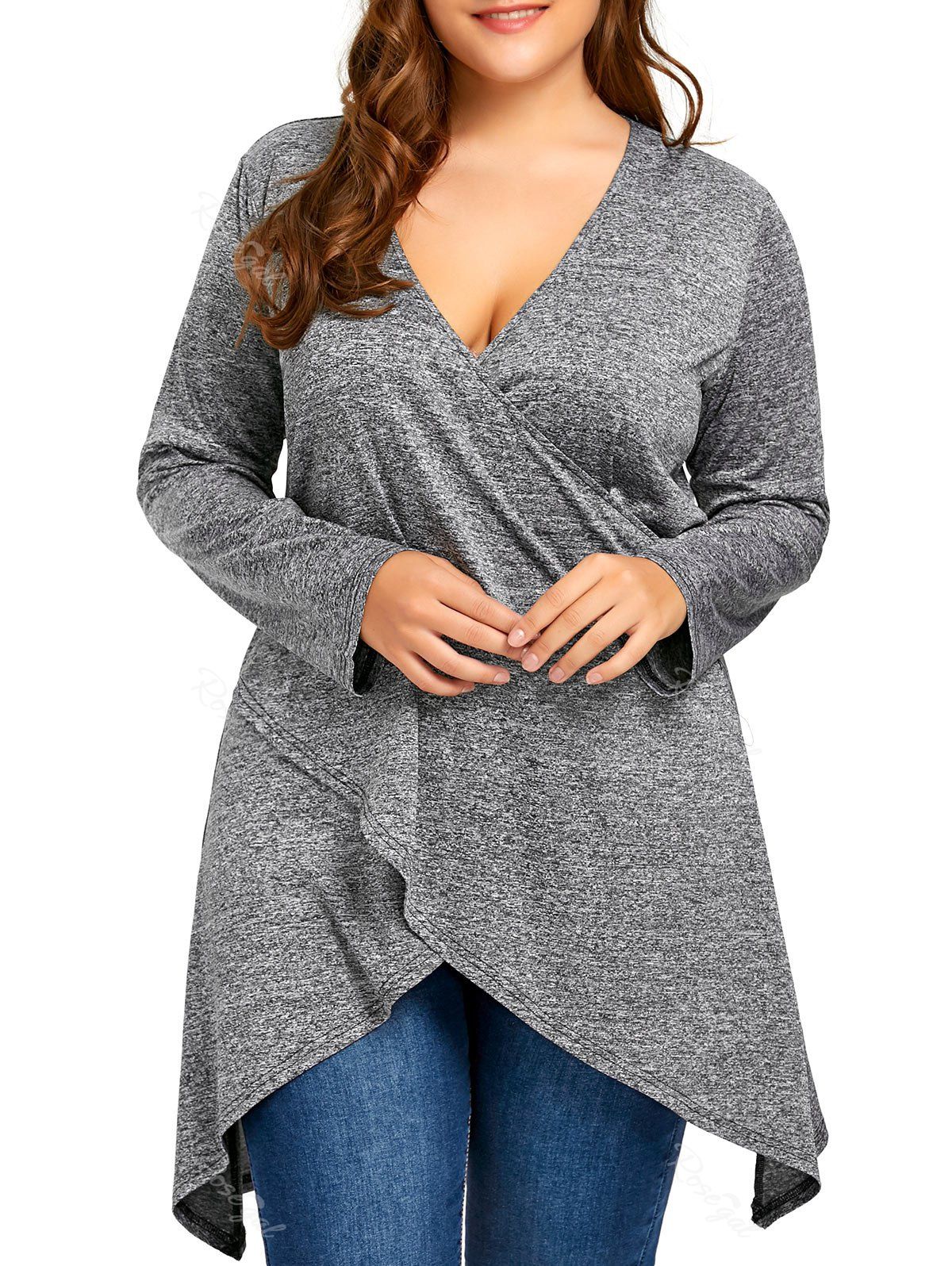 

Plus Size Marled Long Sleeve Tunic Top, Heather gray
