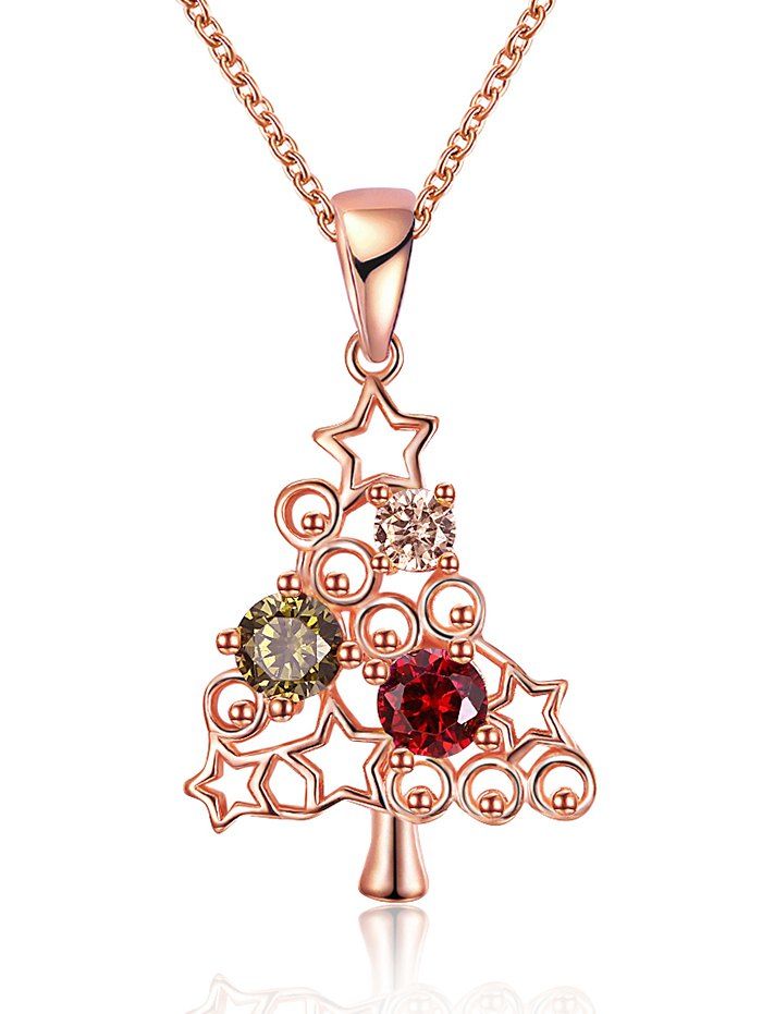 

Christmas Tree Rhinestone Decorated Drop Necklace, Golden