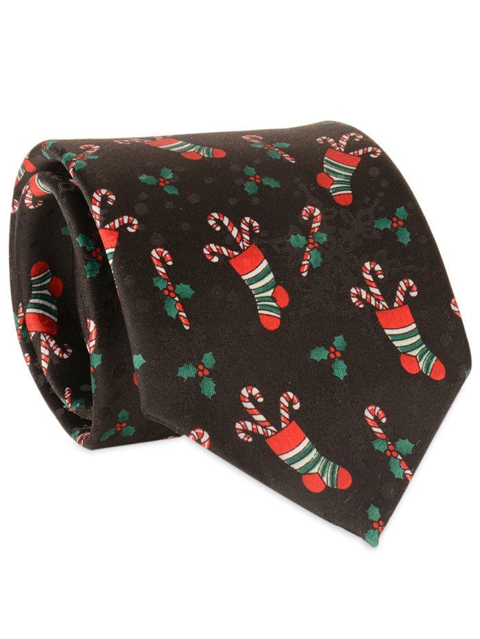 

8CM Width Christmas Socks Pattern Necktie, Black