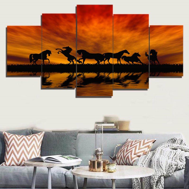 

Unframed Sunset Horses Pattern Canvas Paintings, Dark auburn