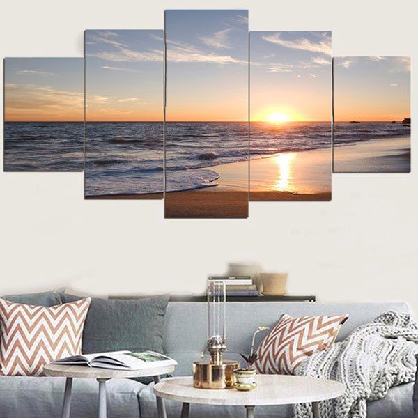 

Unframed Sunset Beach Pattern Canvas Paintings, Colorful