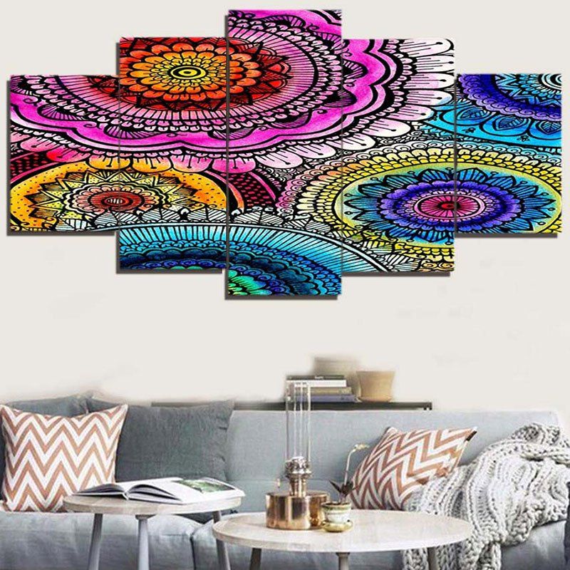 

Bohemian Pattern Unframed Decorative Canvas Paintings, Colorful