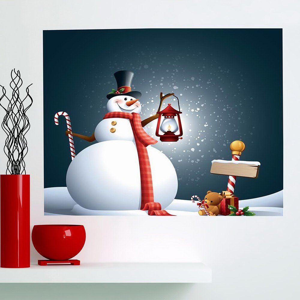 

Christmas Snowman Light Pattern Multifunction Decorative Wall Sticker, Grey and white