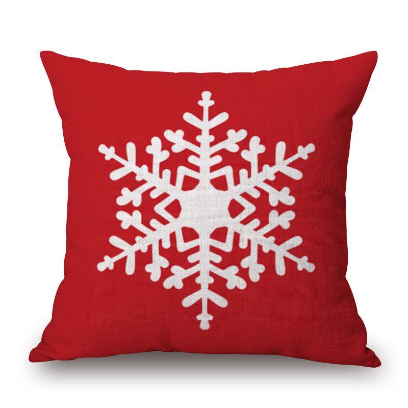 

Christmas Snowflake Print Decorative Linen Sofa Pillowcase, Red