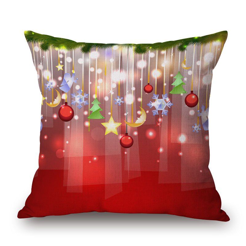 

Christmas Balls Print Decorative Linen Sofa Pillowcase, Colormix