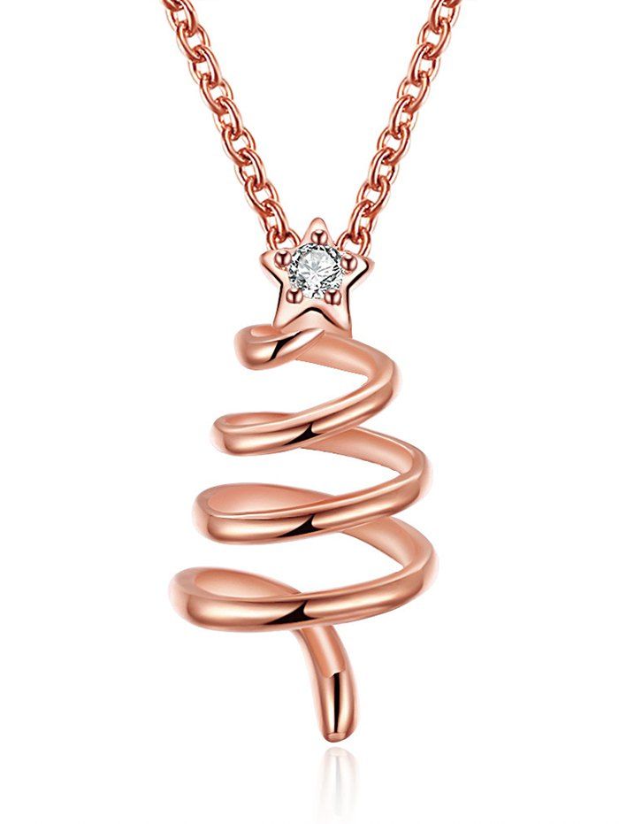 

Christmas Spiral Tree Design Drop Necklace, Golden